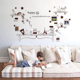 sk9031 Just For You Cartoon Desk Photo Frame Kids Bedroom Wall Sticker Cute Bear And Stars DIY Quote Happy Life Art Decal