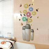 Yellow & Blue Flower Vase Printed Self-Adhesive Removable Wall Sticker