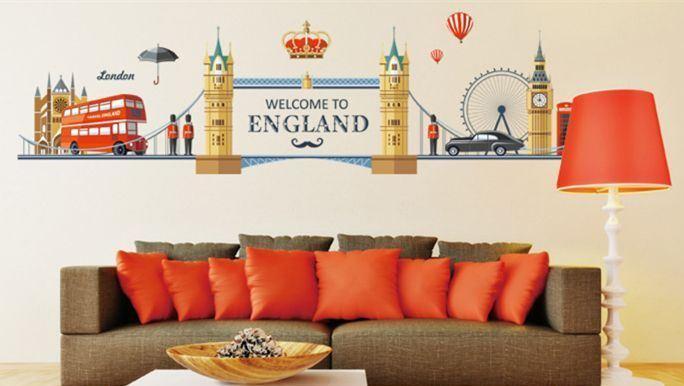 JM7304 Creative Personality Romantic Bridge Landscape Wall Sticker