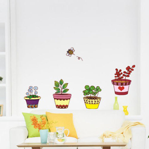 Decorative Decals Featuring Cartoon Flower Pots size 50x70 dm570085