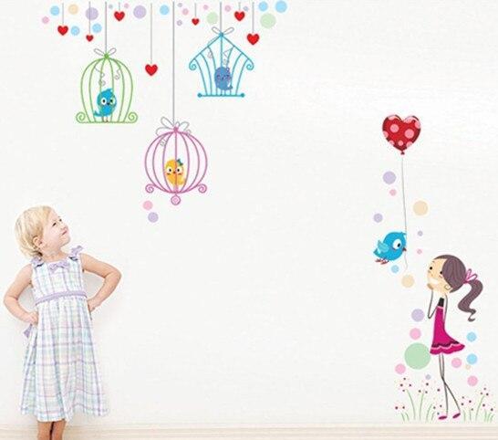 wall sticker xl8117 Pegatinas de pared de jaula de pájaros de revestimiento simple para niños sala de estar decoración del hogar calcomanías de vinilo de dibujos animados fondos de sofá de TV
