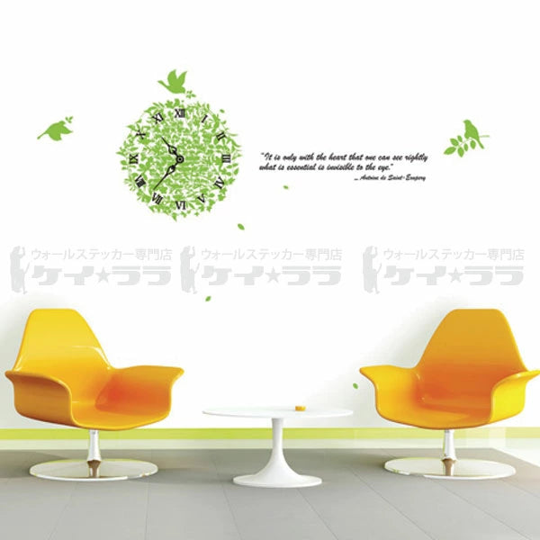 Leaf Clock and Bird wall sticker  size 50x70 dm570005