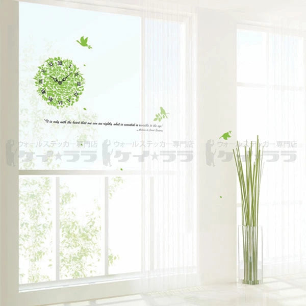 Leaf Clock and Bird wall sticker  size 50x70 dm570005