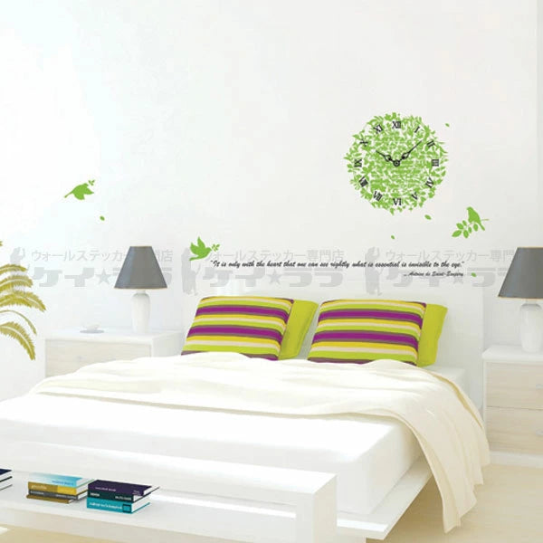 Leaf Clock and Bird wall sticker  size 50x70 dm570005