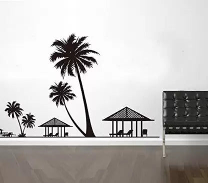 New Design Beach Wall Decal, Tropical Hawaiian Wall Sticker, Coconut Trees Wall Decal Wall Art, Tree Wall Mural Home Decor