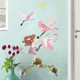 quire 65 cm Wall Stickers Cartoon Fish Cupid Flamingo Moon Kids Room Door Decor Self Adhesive Sticker  (Pack of 1)