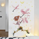 quire 65 cm Wall Stickers Cartoon Fish Cupid Flamingo Moon Kids Room Door Decor Self Adhesive Sticker  (Pack of 1)