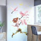 quire 65 cm Wall Stickers Cartoon Fish Cupid Flamingo Moon Kids Room Door Decor Self Adhesive Sticker  (Pack of 1)