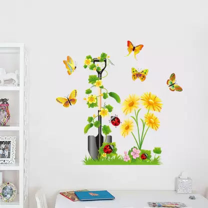 Wall Stickers Sunflowers in the Garden Nature Nursery Room Self Adhesive Sticker size 50x70 jm3D5113
