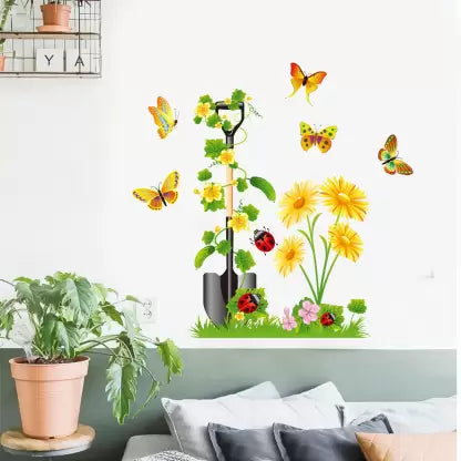 Wall Stickers Sunflowers in the Garden Nature Nursery Room Self Adhesive Sticker size 50x70 jm3D5113