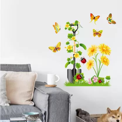 Wall Stickers Sunflowers in the Garden Nature Nursery Room Self Adhesive Sticker size 50x70 jm3D5113