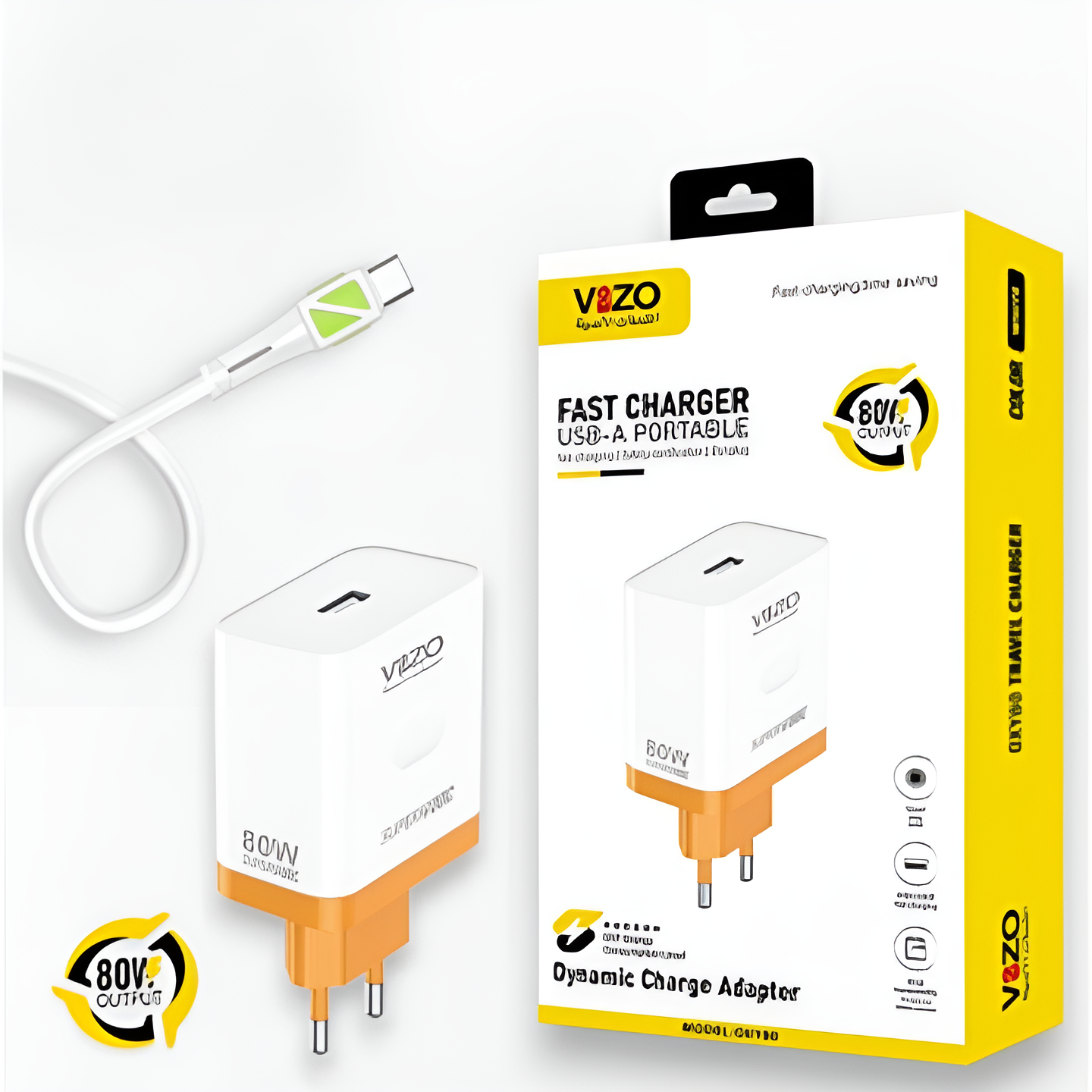 Oxy 80 – Universal Fast Charger with 80W Output | Best Quality Charger - Android Charger - Mobile Phone Charger - Type-C Cable Charger