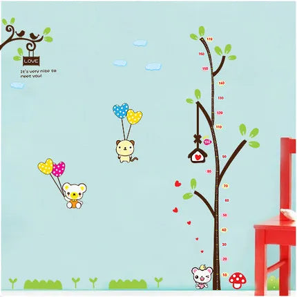 lovely wall paper tree Teddy bear decorate the classroom cartoon children room height sticker am9015