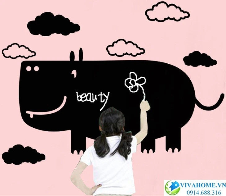 Playful Hippo Whiteboard Decal size60x90 xh017
