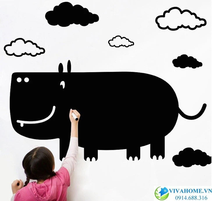 Playful Hippo Whiteboard Decal size60x90 xh017