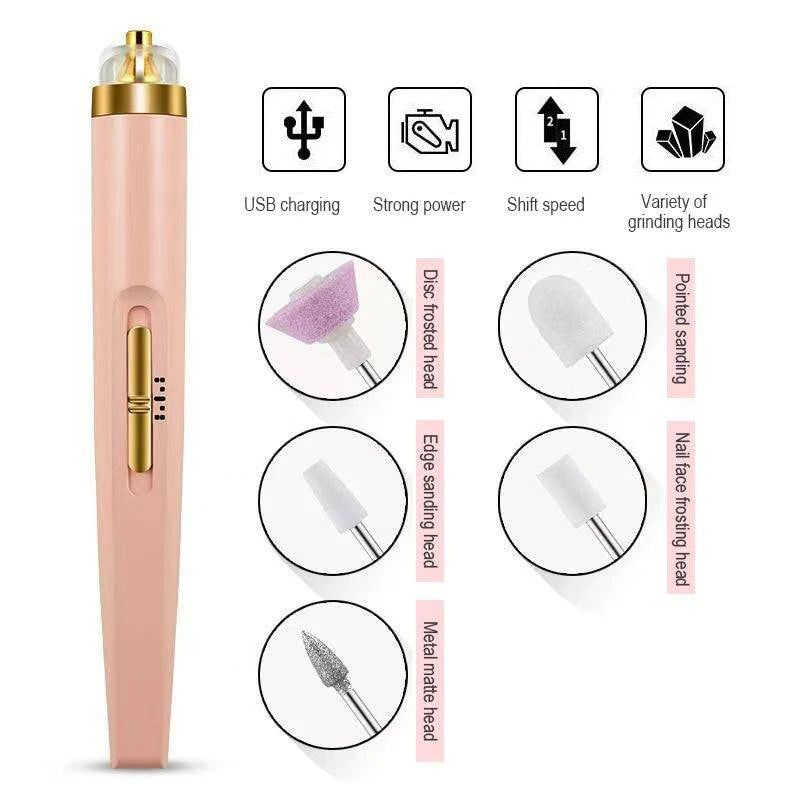 5 IN 1 Professional Manicure Nail | Salon Nail Finishing Touch | Nail Grinding, Burnishing Machine | Full Manicure and Pedicure Tool