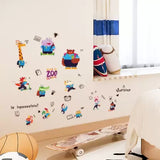 Sk7155 JAAMSO ROYALS Cartoon Animals Zoo School Decorative Self Adhesive Vinyl Wall Sticker