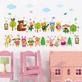 【BestGO】Cartoon animal band note wall sticker living room bedroom background wall sticker wall stickers for kids rooms size 50x70 sk7143