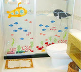 DNVEN 54.3 x 35.0 inches Vinyl Wall Decals Tropical Fish Coral Underwater Removable Decor for Bedrooms, Kids Rooms, Nursery