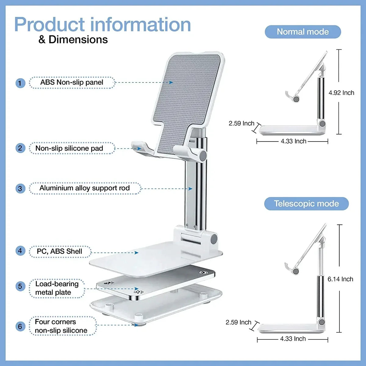 Flexible Mobile Holder Universal Phone Stand, Adjustable Foldable Pocket Size Mobile Stand for Desk, Table & Travel