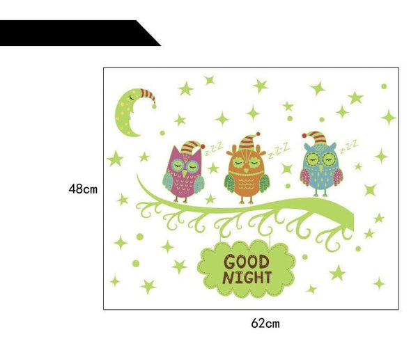 Wall sticker owl on branch glow in the dark children's room Hm 31006