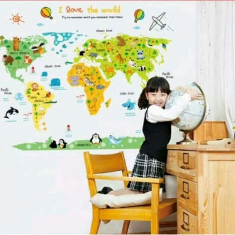 Stiker Dinding Map Animal acb1049 Wall Sticker Wallpaper