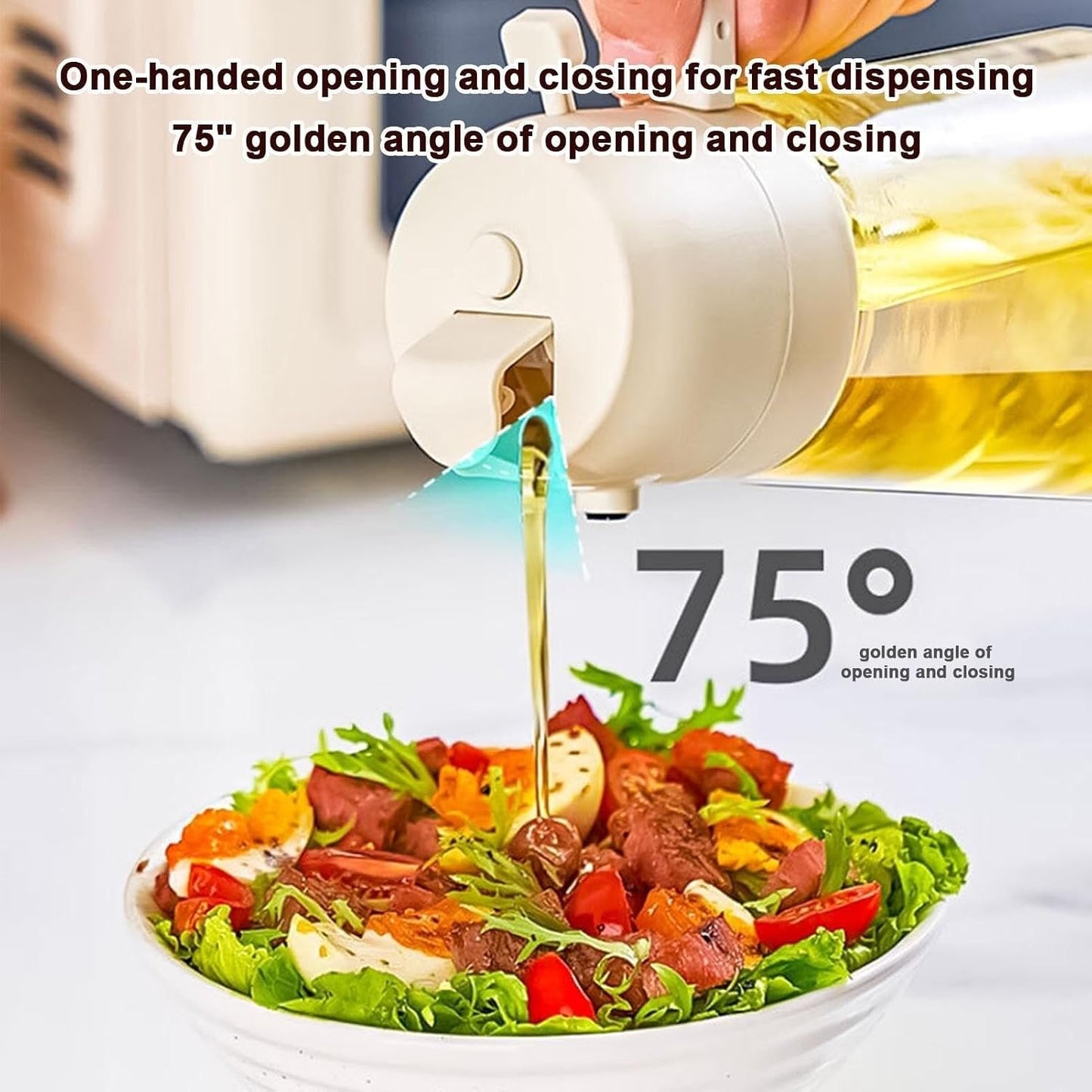 2 in 1 Oil Spray Bottle 470ml, Olive Oil Dispenser & Cooking Oil Sprayer for Kitchen, Air Fryer & BBQ