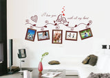 Removable Picture Frame Wall Stickers Vinyl Family Wall Stickers with 5 Photo Frames Love Bird Black Flower Vine Wall Decal Decoration size 45x60 ay640a