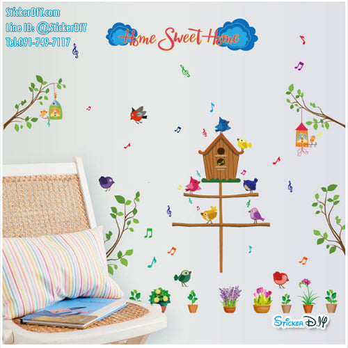 Transparent wall sticker, birdhouse design, HOME SWEET HOME size 50x70 SK7081