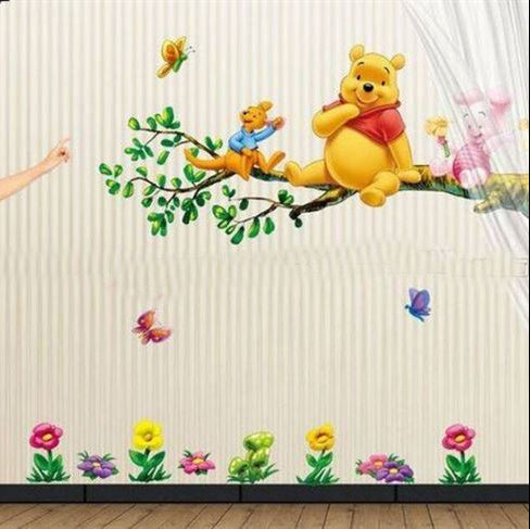 Cartoon animal winnie pooh vinyl wall stickers for kids rooms boys girl home decor wall decals home decoration wallpaper for kids  size 50x70 dm570185