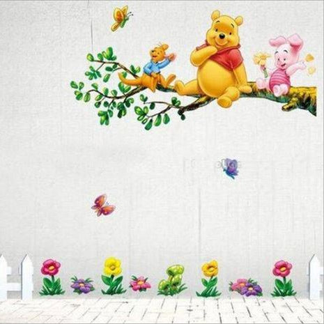Cartoon animal winnie pooh vinyl wall stickers for kids rooms boys girl home decor wall decals home decoration wallpaper for kids  size 50x70 dm570185