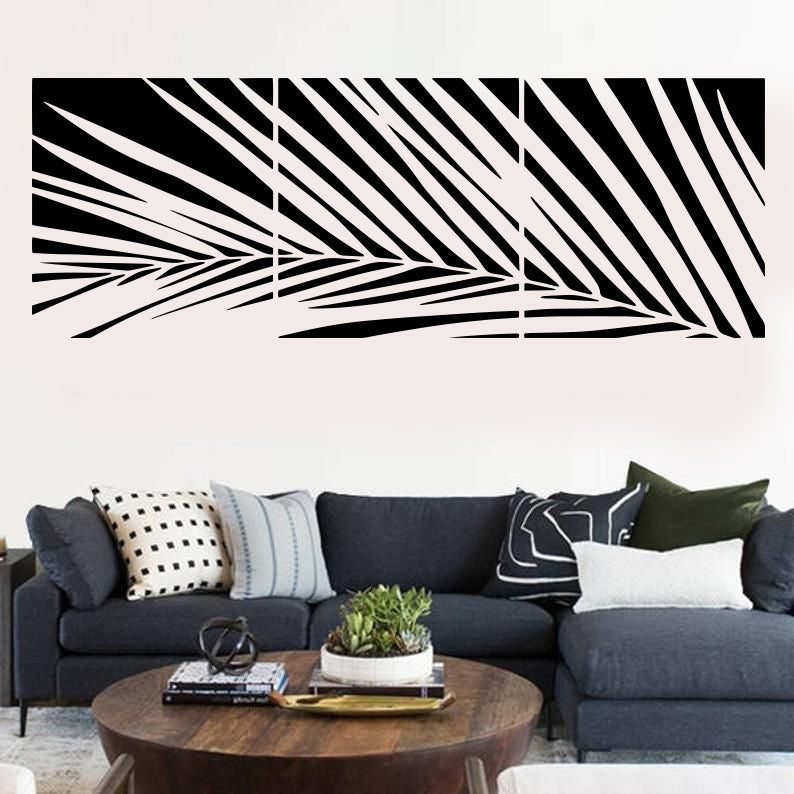 Tropical Palm Tree Leaves Wall Sticker Office Kids Room Twigs Palm Branch Leaf Summer Beach Forest Landcape Wall Decal Playroom