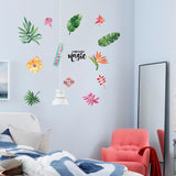 Home Wall Stickers Tropical Watercolor Leaf Flowers Wall Stickers Waterproof Wall Decal Stickers  size 50x70  sk7173