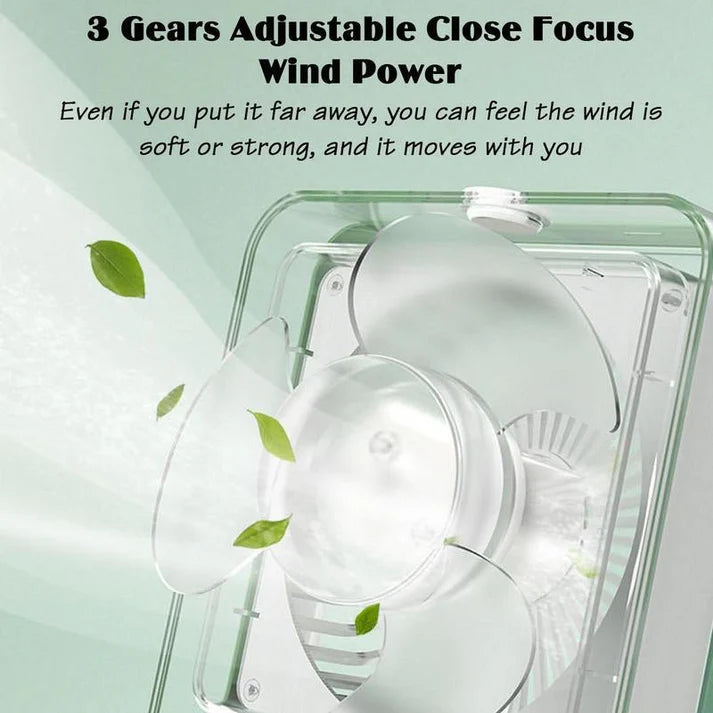 Portable Desktop Air Conditioner USB Mini Air Cooler Fan Water Cooling Fan with 3 Speed Spray Humidifier Purifier for Car Home Rechargeable (random color)