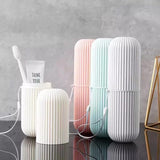 Travel Combo Deal - Travel Portable comfortable Inflatable Air Pillow Cushion &amp; Portable Toothbrush Holder Case ( Random color )