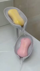Leaf Shape Hydraulic Soap Dish with Drainage, Suction Cup Soap Holder Stand for Bathroom & Kitchen