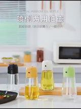 2 in 1 Oil Spray Bottle 470ml, Olive Oil Dispenser & Cooking Oil Sprayer for Kitchen, Air Fryer & BBQ
