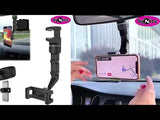 Multifunctional Rearview Mirror Phone Holder - Universal Clip for Car Cell Phones with Adjustable Bracket Grip, Supporting Cylindrical Mount Hanging Bracket, Rotatable Phone and GPS Holder.
