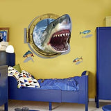 Shark Porthole Wall Decal Sticker Mural Poster Print Art Kids Bedroom Home Decor size 60x90 xh4275
