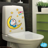 Cute Doraemon and Moon Waterproof Toilet Tank Sticker Decal size 30x30 AM888-B