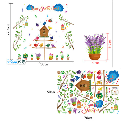 Transparent wall sticker, birdhouse design, HOME SWEET HOME size 50x70 SK7081