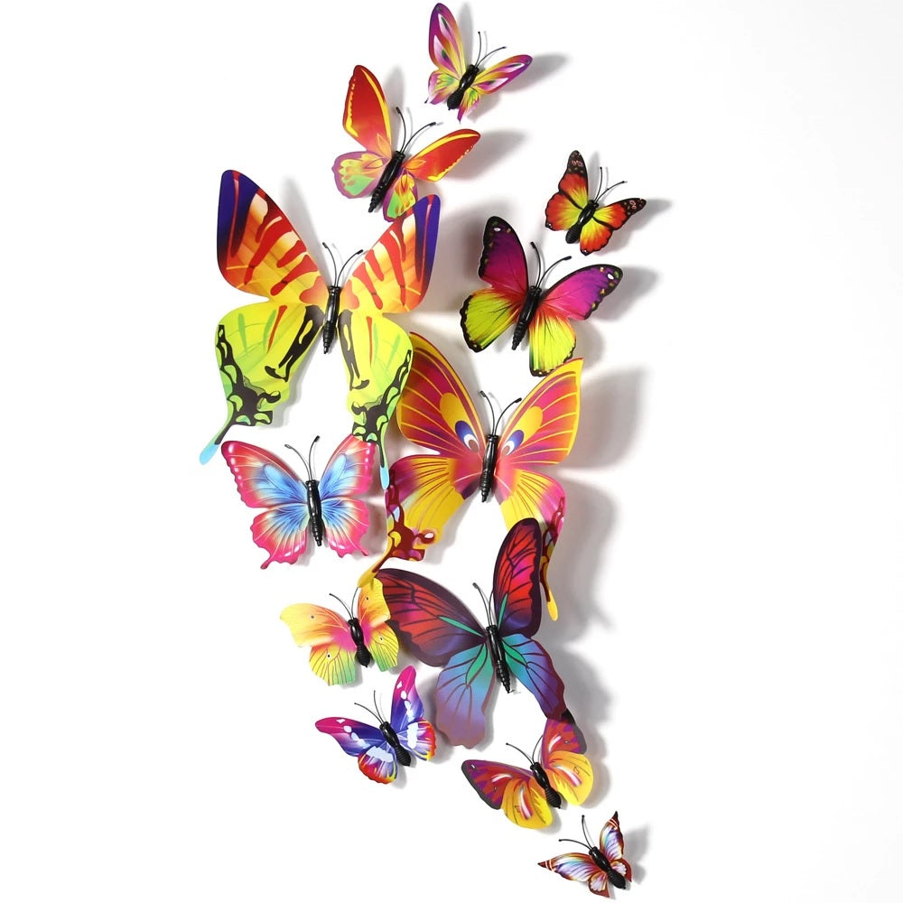 12 Pcs Butterfly Wall Stickers Decoration Magnet Butterflies on the wall DIY Wallpaper 3D PVC