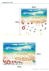 The SK9174N blue beach nano waterproof and oil-proof wall is attached to the porch bedroom floor seamless patchwork sticker PVC