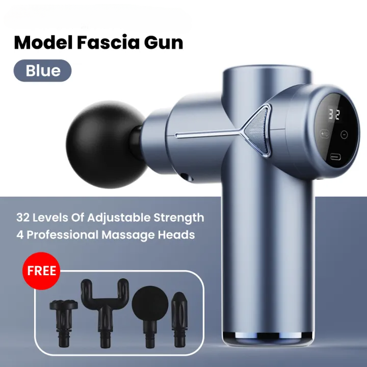 4 in 1 Multi-Function Vibration Massage Gun Professional Ultra Quiet Pain Relief Whole Body Massagers with 4 Heads and Different Level of Speeds (Random colors)