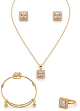 Trending Champagne Brown Zircon Stone wala 4-in-1 complete set. Gold plated, long lasting color. Shaadi, Party, Eid, Gift ke liye perfect