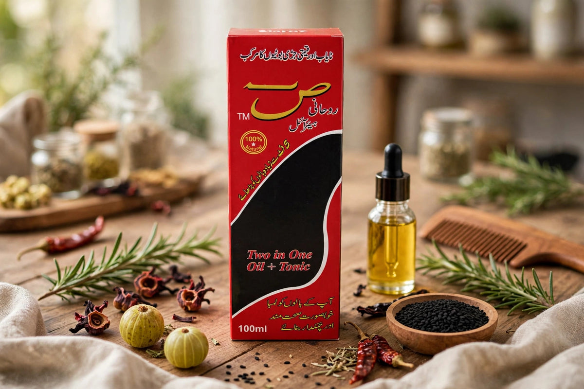 Sehat Rohani Hair Oil - Apke Balon Ka Behtreen Dost!*
Agar aap ganjapan, baal girne, dandruff, aur rukhe bejaan baalon se pareshan hain to ye oil apke liye hai.

*KHAS FAYDE (Benefits):*
✅ Baal Girna 90% Tak Kam Kare
✅ Naye Baal Ugane Me Madadgar
✅ Baalon