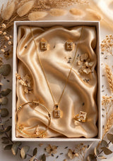 Trending Champagne Brown Zircon Stone wala 4-in-1 complete set. Gold plated, long lasting color. Shaadi, Party, Eid, Gift ke liye perfect