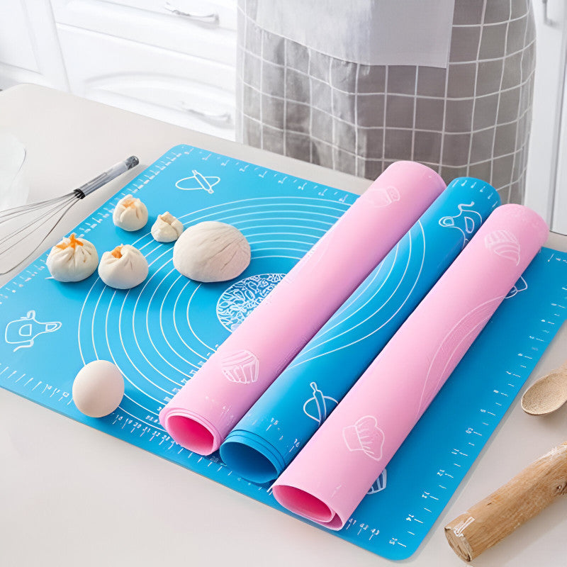 Silicone Rolling Mat with Measurements, Non Stick Fondant Baking Sheet for Roti, Chapati, Dough, Pastry & Cake Random Color Available