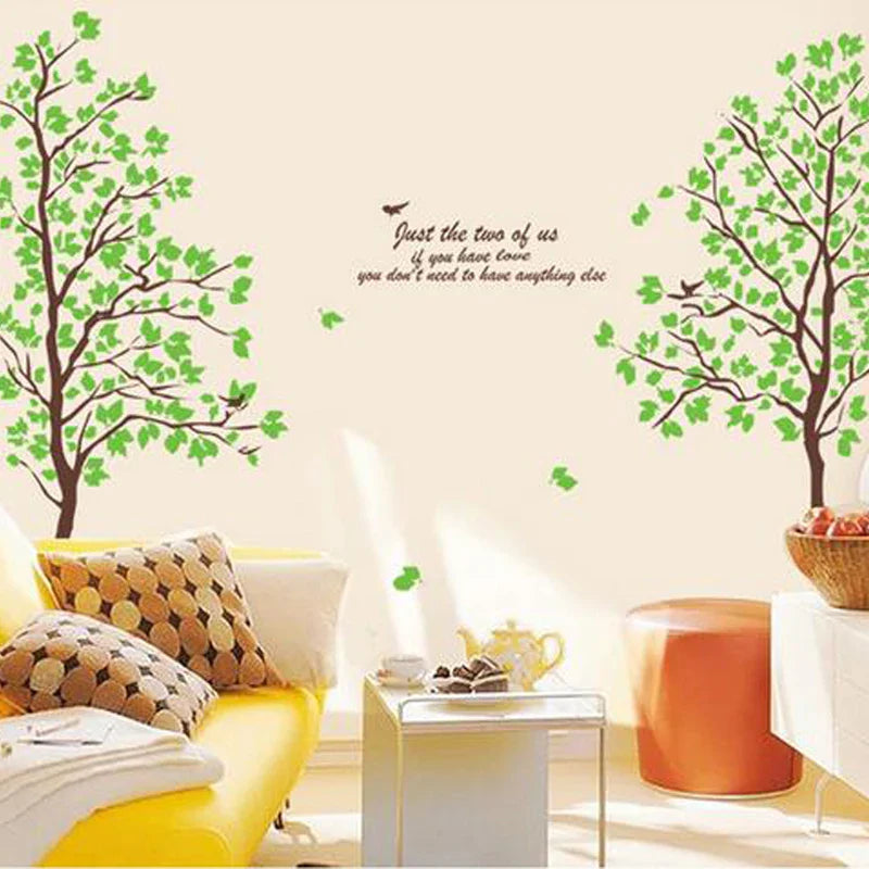 Green Trees and Birds Living Room Home Decoration Wall Stickers on the Wall ay698 Size: 60x90