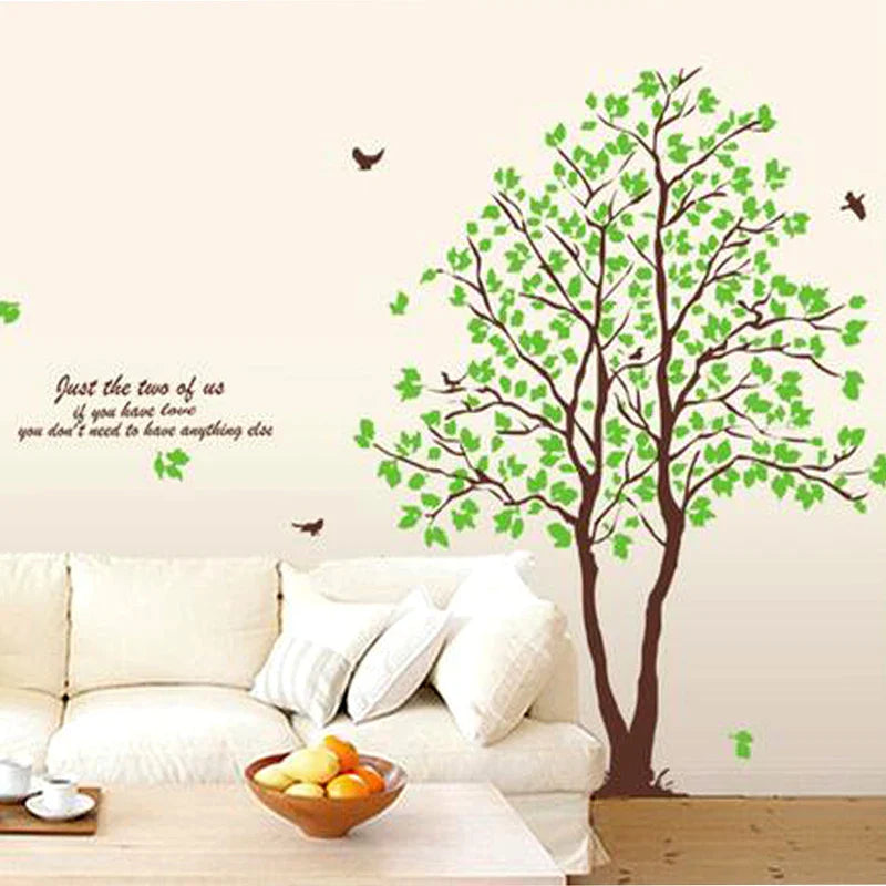 Green Trees and Birds Living Room Bedroom Home Decoration Wall Stickers on the Wall ay698b Size: 60x90